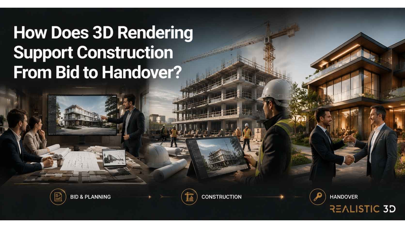Stakeholders reviewing 3D render before construction to improve project alignment.