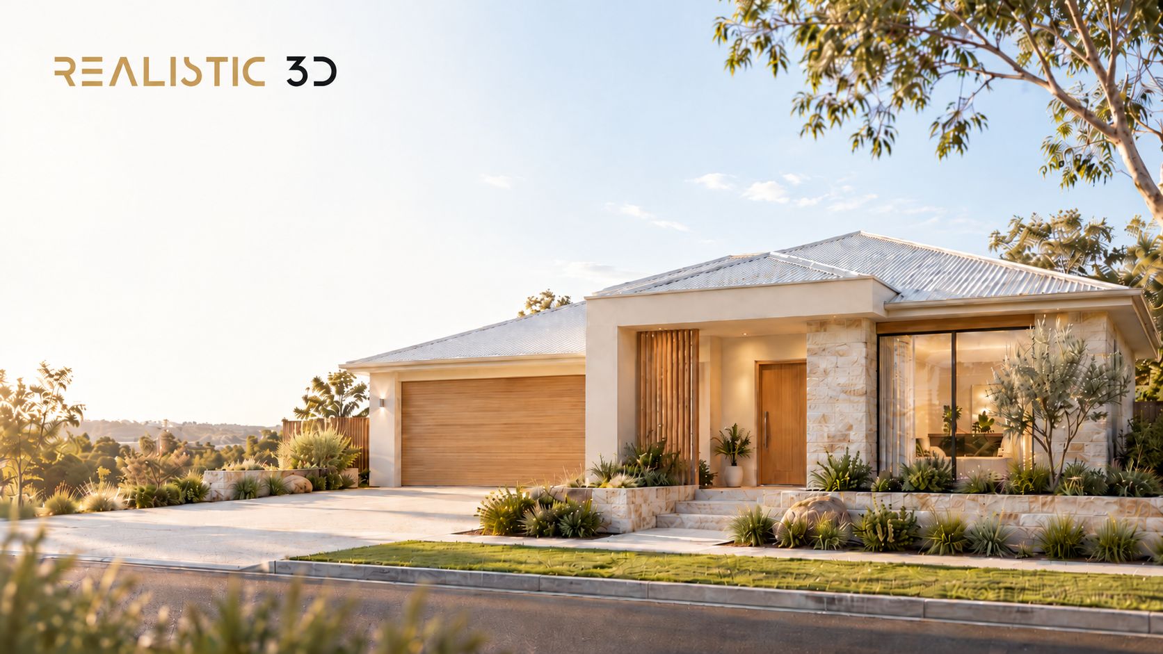 House and land package rendering for a modern suburban home